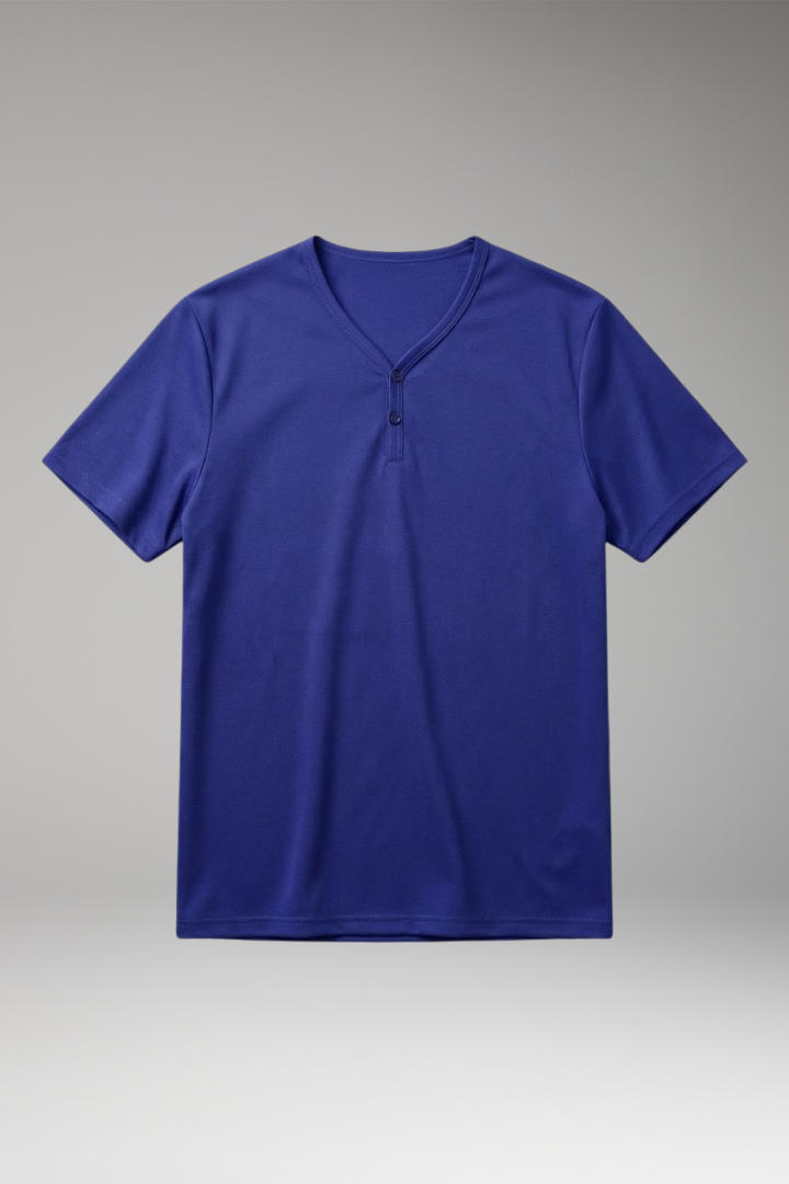 Men's Henley T-Shirt with Buttoned V-Neck