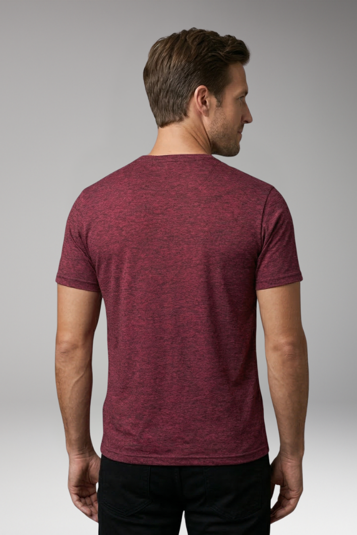 Men's Henley T Shirt with Button Placket and Short Sleeves