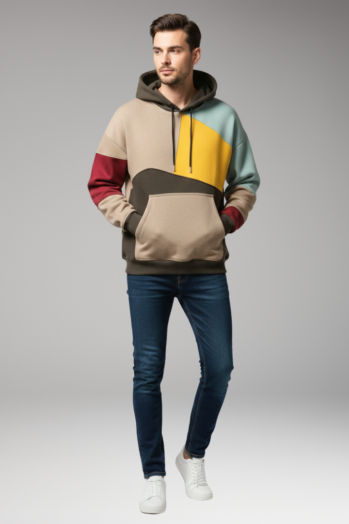 Men's Hoodie with Adjustable Hood and Front Pocket