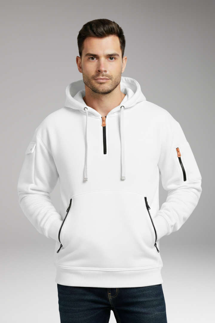 Men's Hoodie with Adjustable Hood and Zippered Pockets