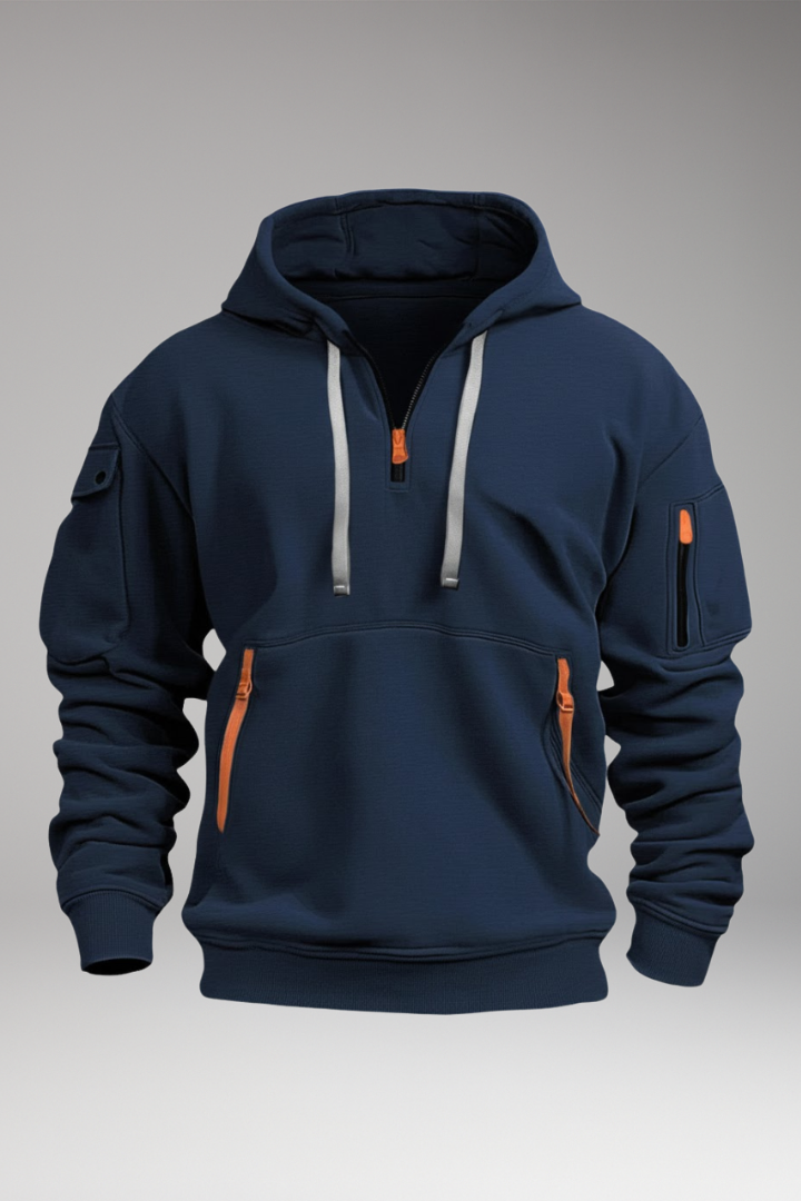 Men's Hoodie with Adjustable Hood and Zippered Pockets