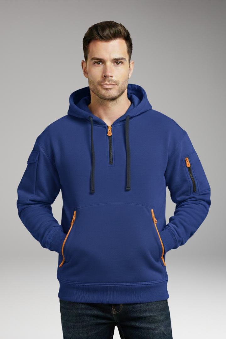 Men's Hoodie with Adjustable Hood and Zippered Pockets