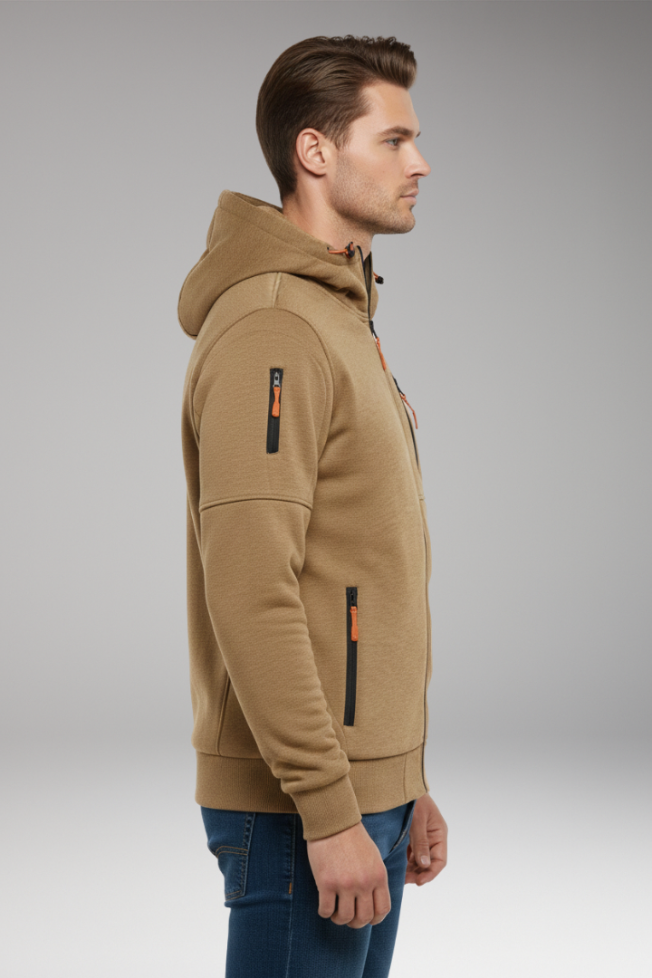 Men's Hoodie with Full Zip and Zipped Pockets