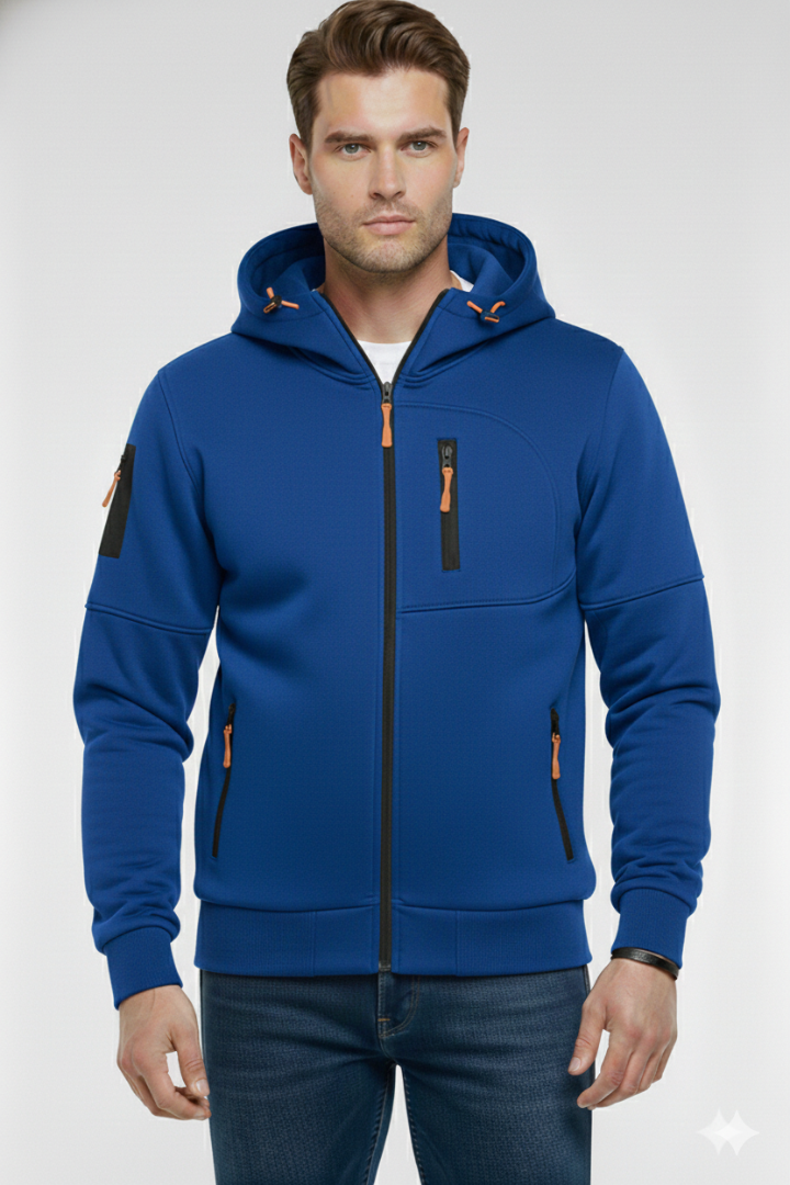 Men's Hoodie with Full Zip and Zipped Pockets