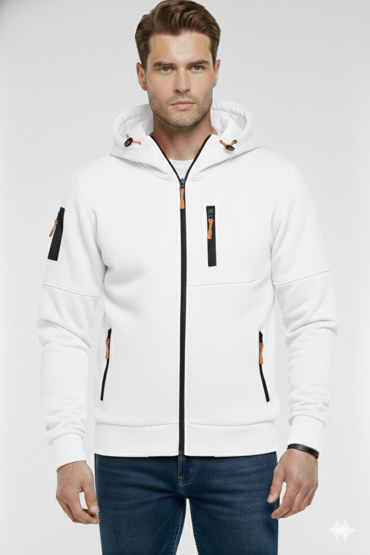Men's Hoodie with Full Zip and Zipped Pockets