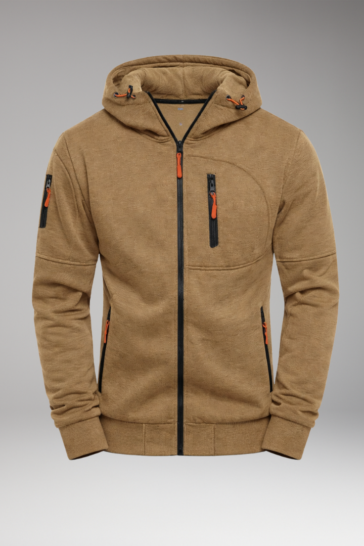Men's Hoodie with Full Zip and Zipped Pockets
