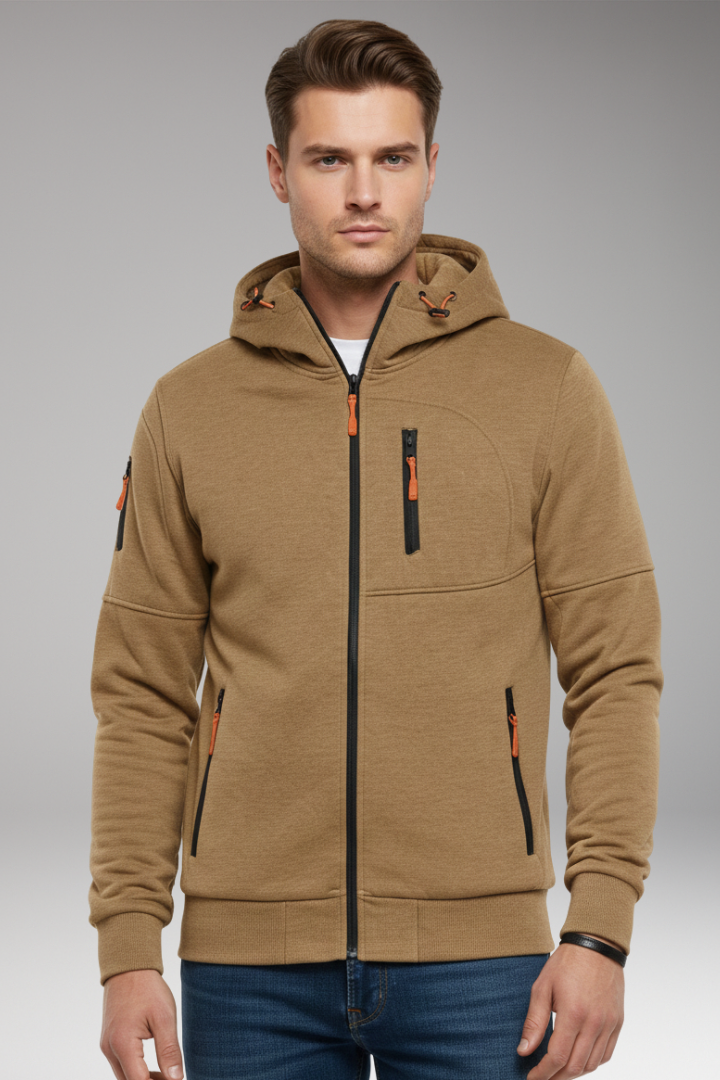 Men's Hoodie with Full Zip and Zipped Pockets