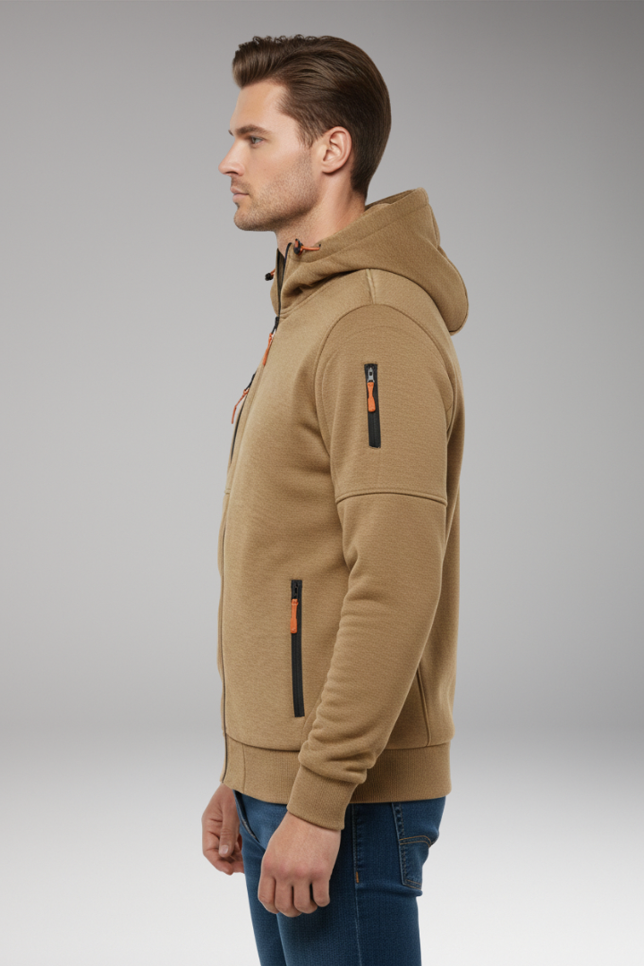 Men's Hoodie with Full Zip and Zipped Pockets