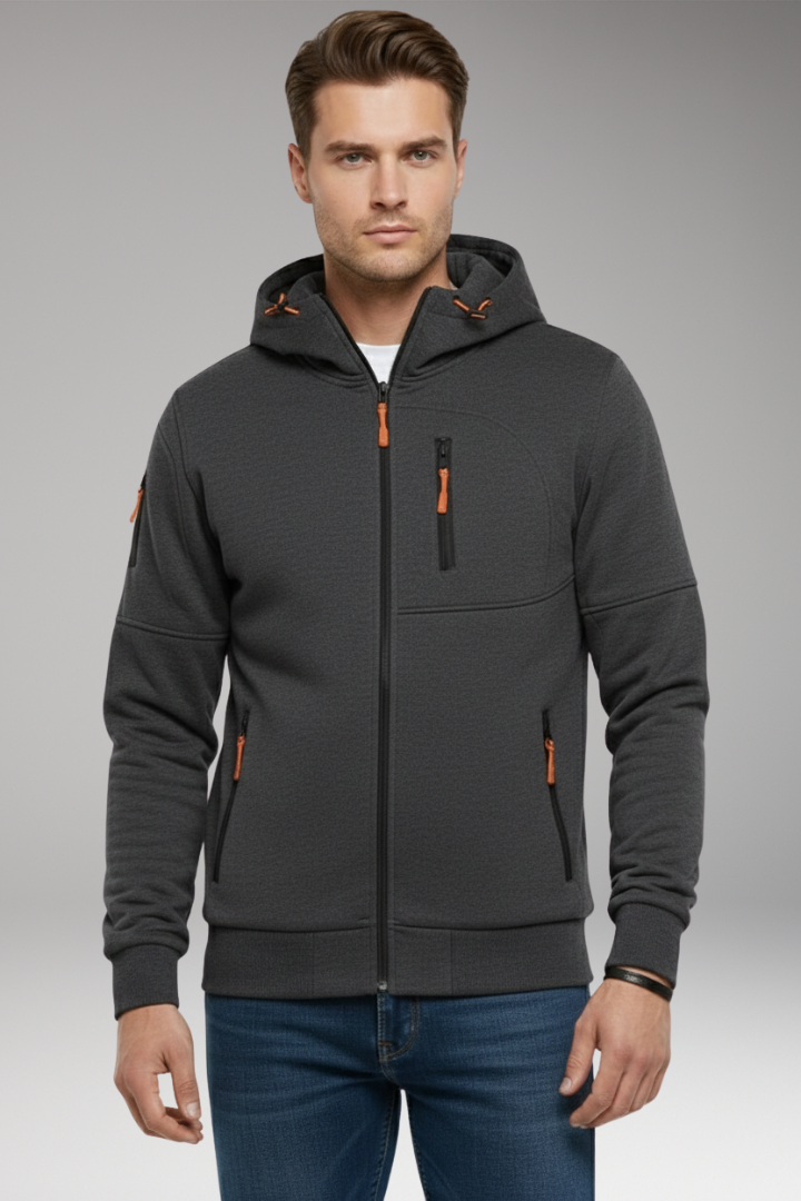 Men's Hoodie with Full Zip and Zipped Pockets