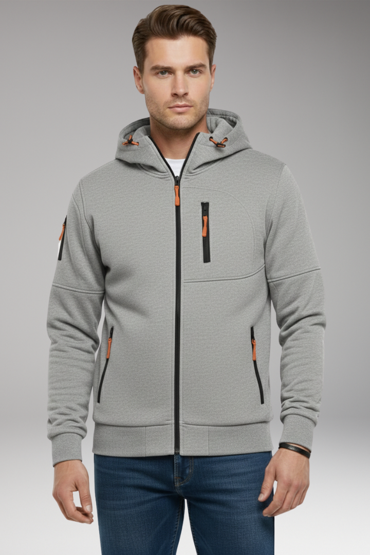 Men's Hoodie with Full Zip and Zipped Pockets
