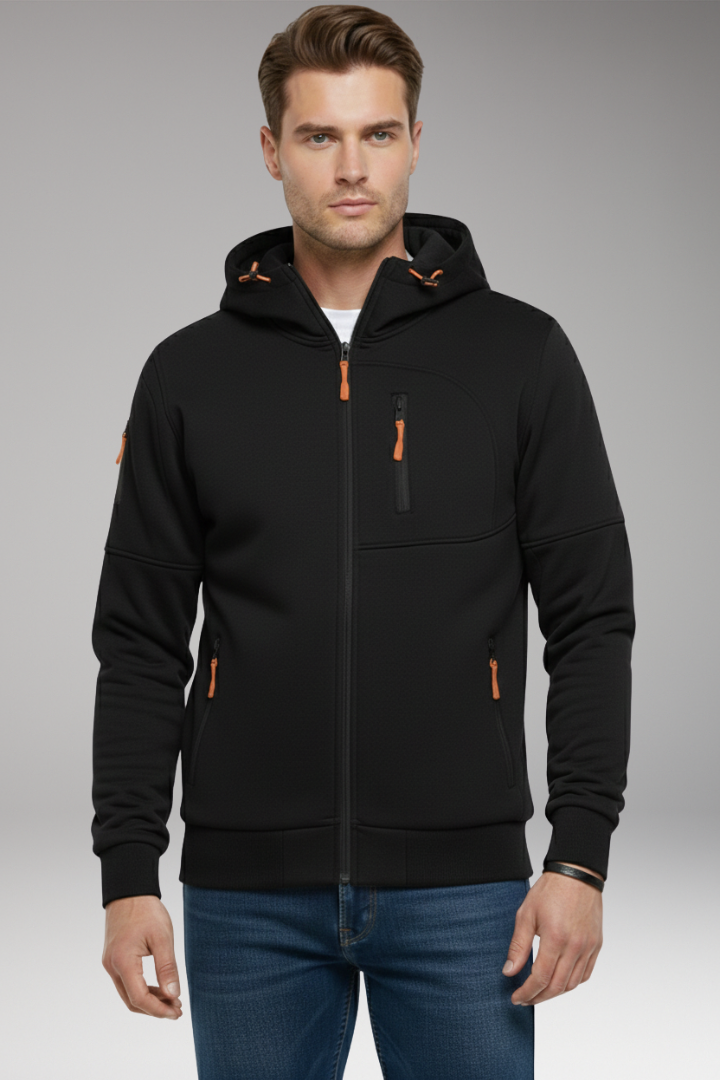 Men's Hoodie with Full Zip and Zipped Pockets