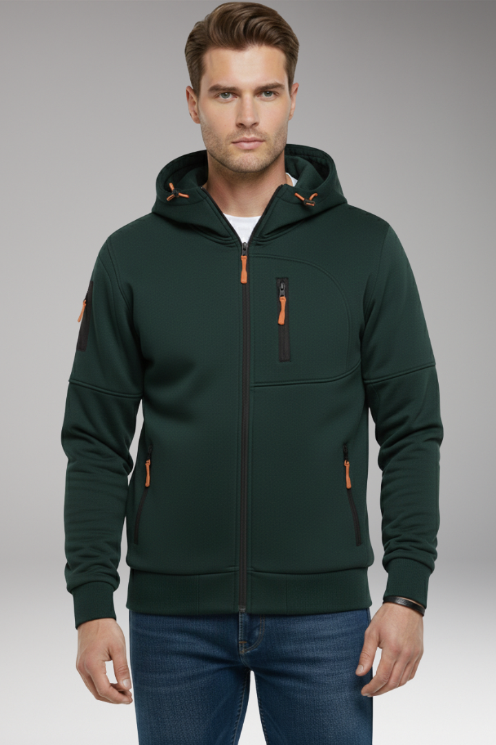 Men's Hoodie with Full Zip and Zipped Pockets