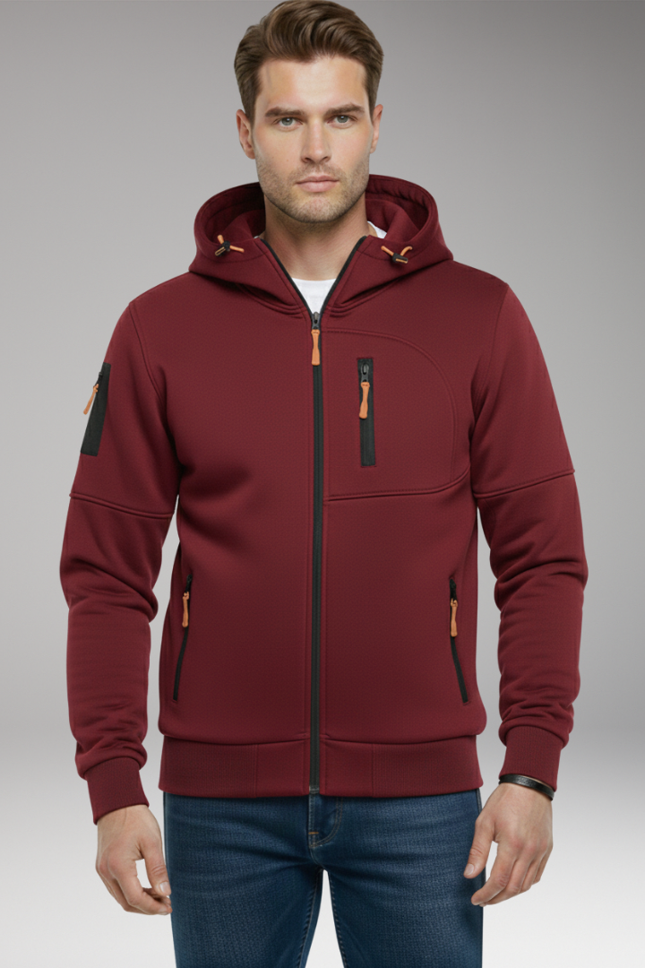 Men's Hoodie with Full Zip and Zipped Pockets