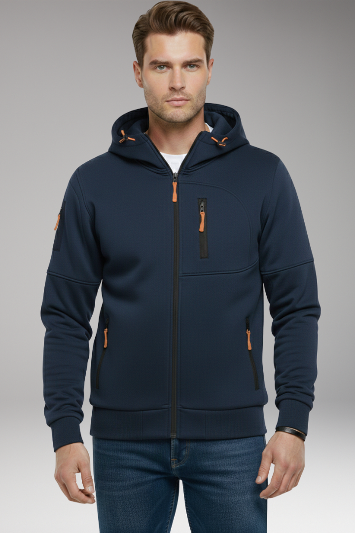 Men's Hoodie with Full Zip and Zipped Pockets