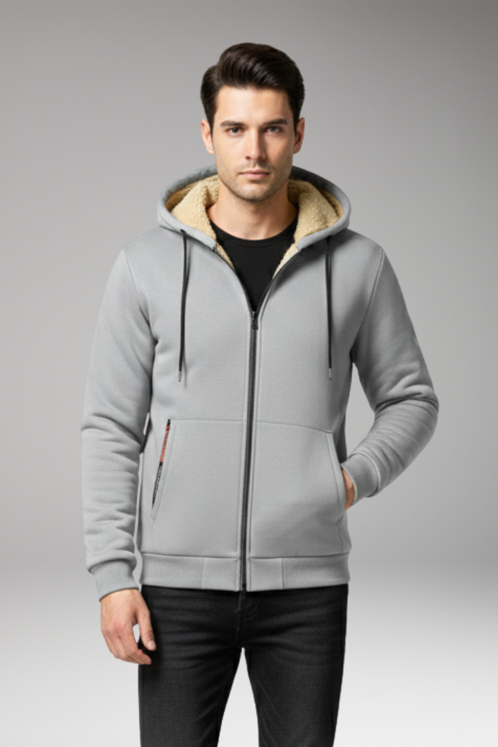 Men's Hoodie with Zipper and Fleece Lining