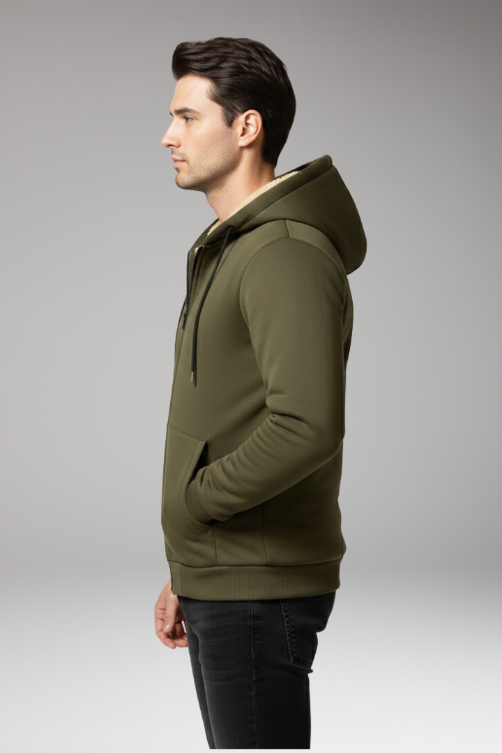 Men's Hoodie with Zipper and Fleece Lining