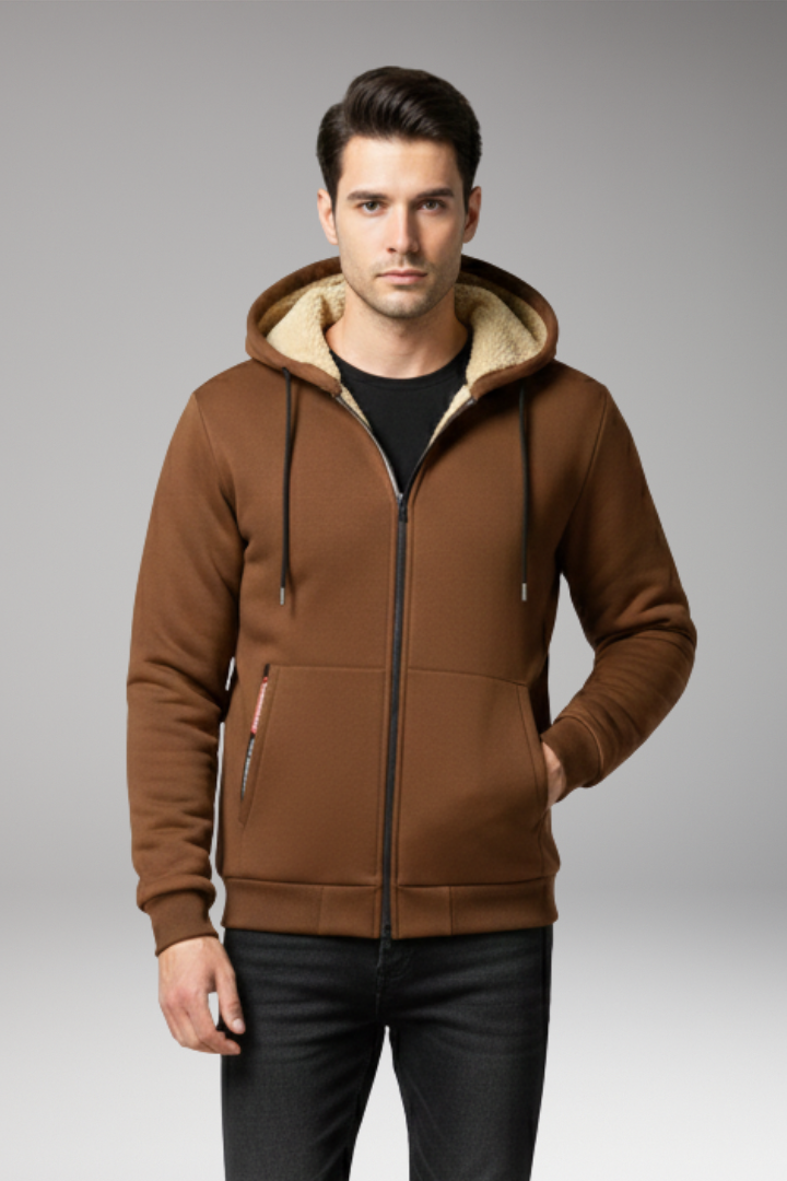 Men's Hoodie with Zipper and Fleece Lining