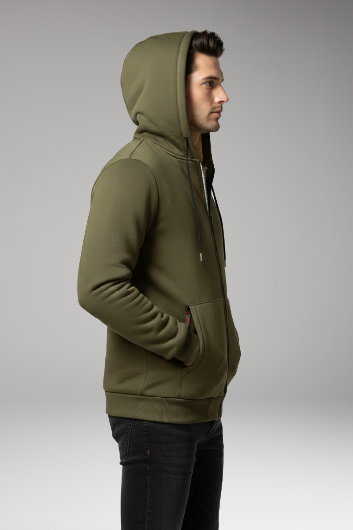 Men's Hoodie with Zipper and Fleece Lining