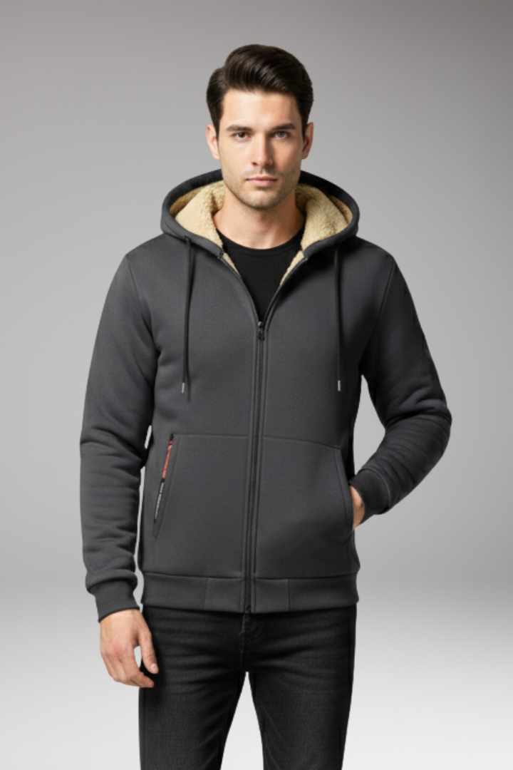 Men's Hoodie with Zipper and Fleece Lining