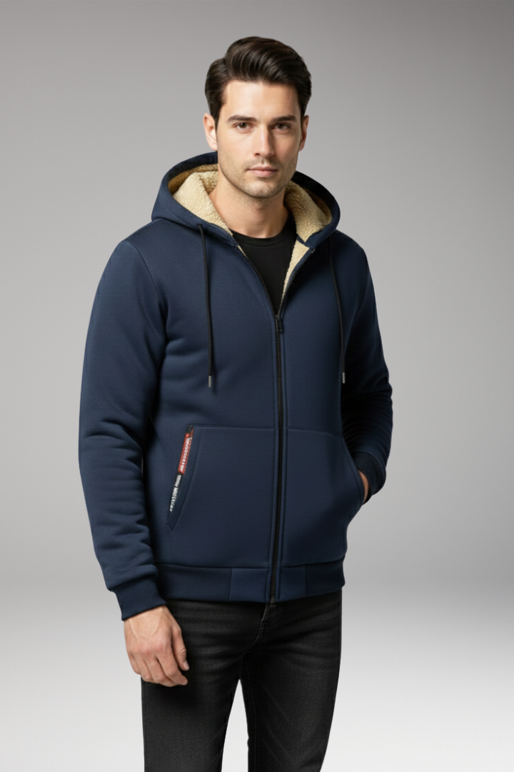 Men's Hoodie with Zipper and Fleece Lining