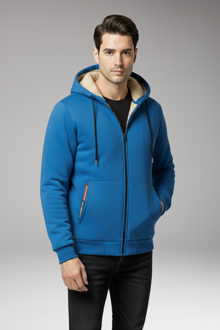 Men's Hoodie with Zipper and Fleece Lining