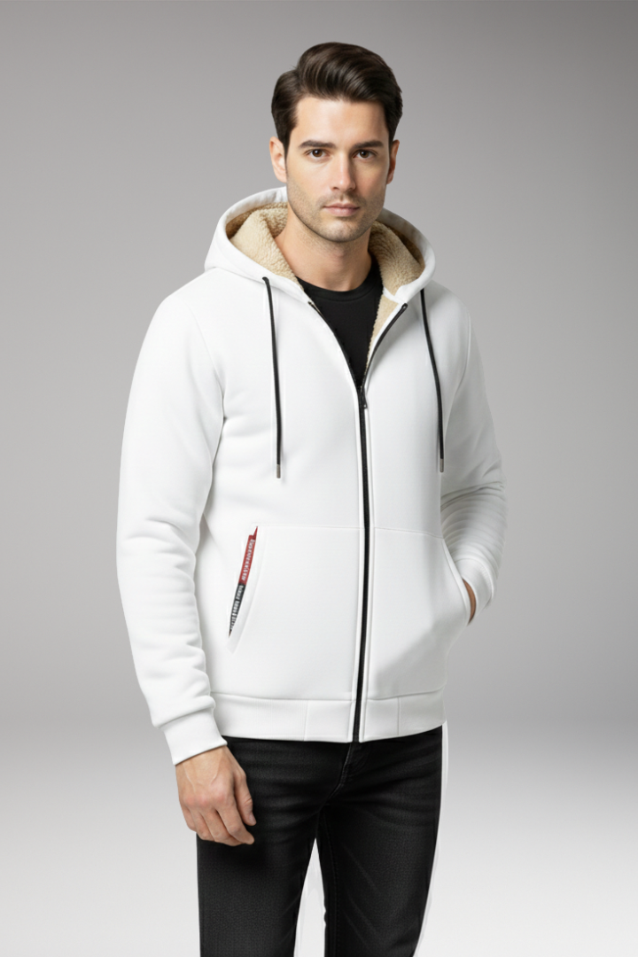 Men's Hoodie with Zipper and Fleece Lining