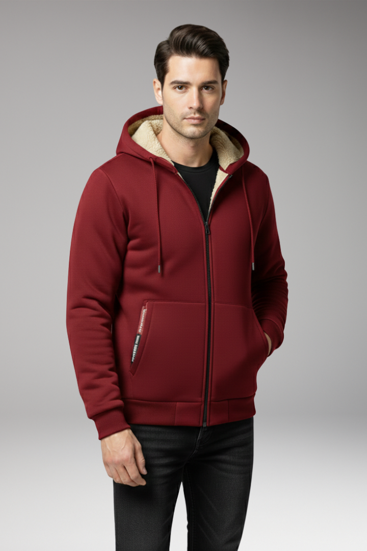 Men's Hoodie with Zipper and Fleece Lining
