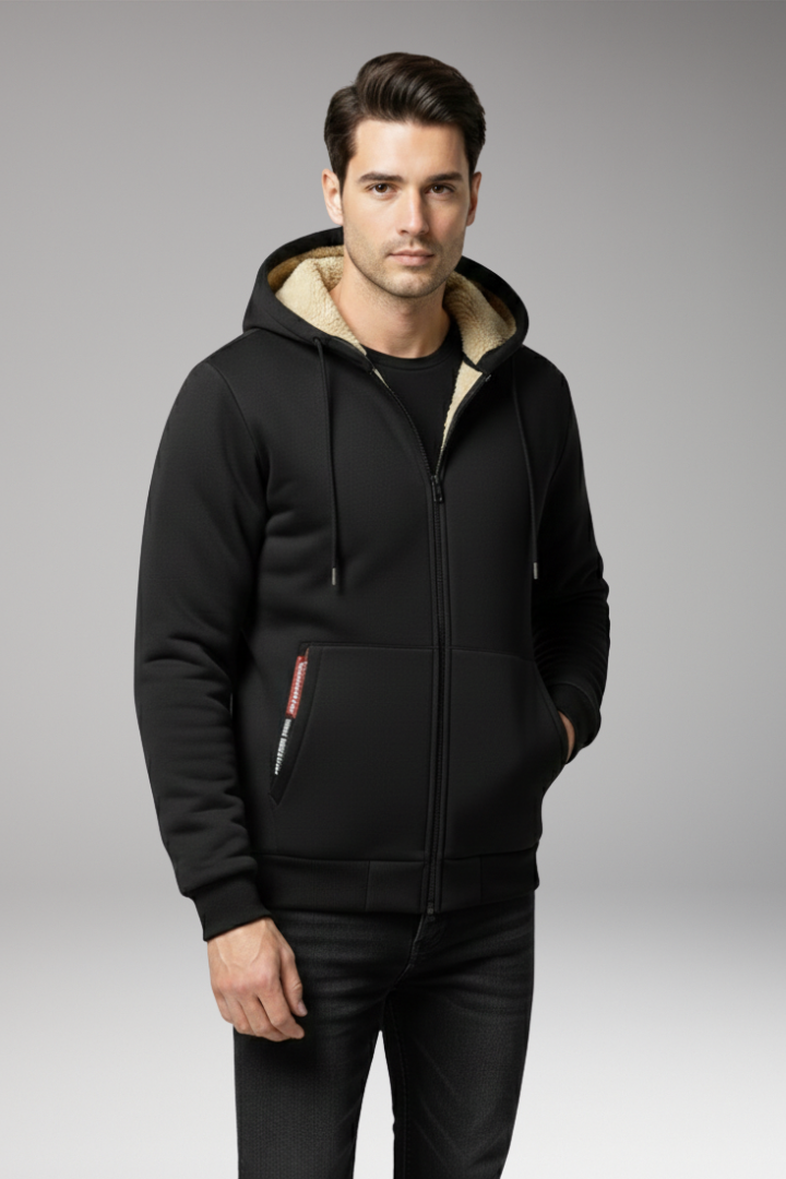 Men's Hoodie with Zipper and Fleece Lining