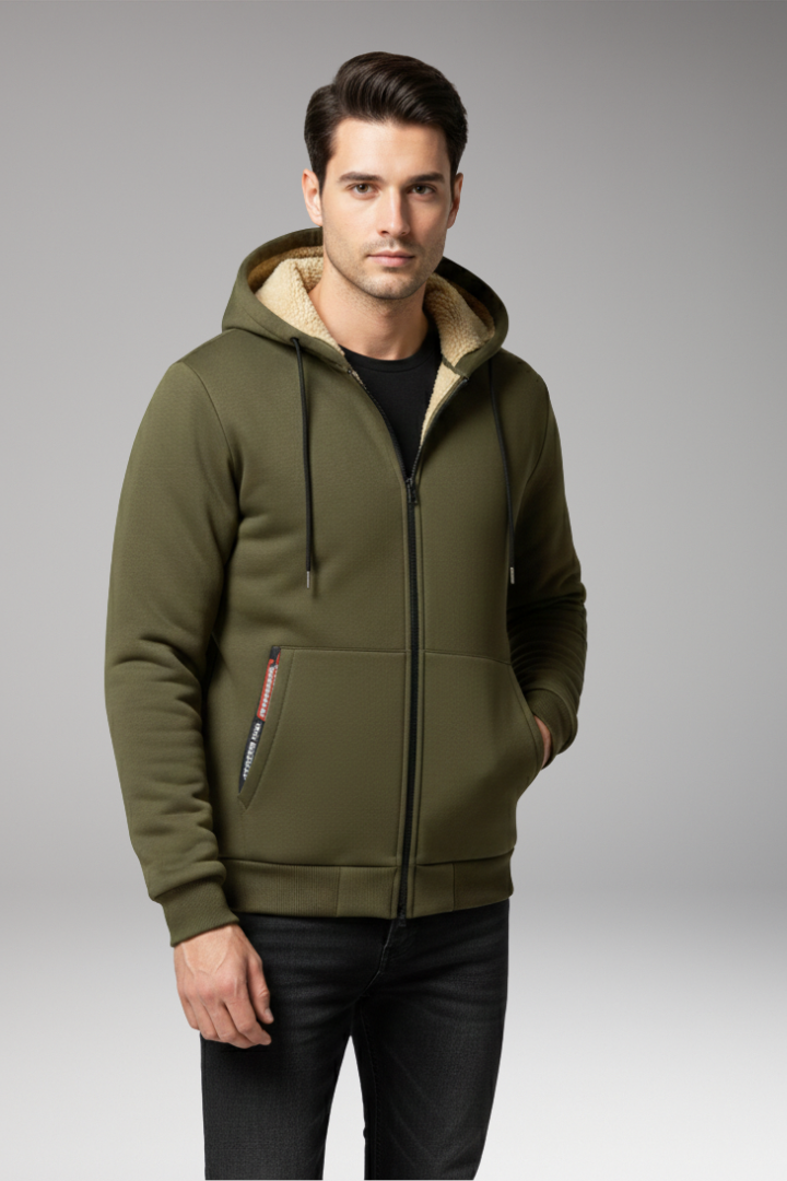Men's Hoodie with Zipper and Fleece Lining