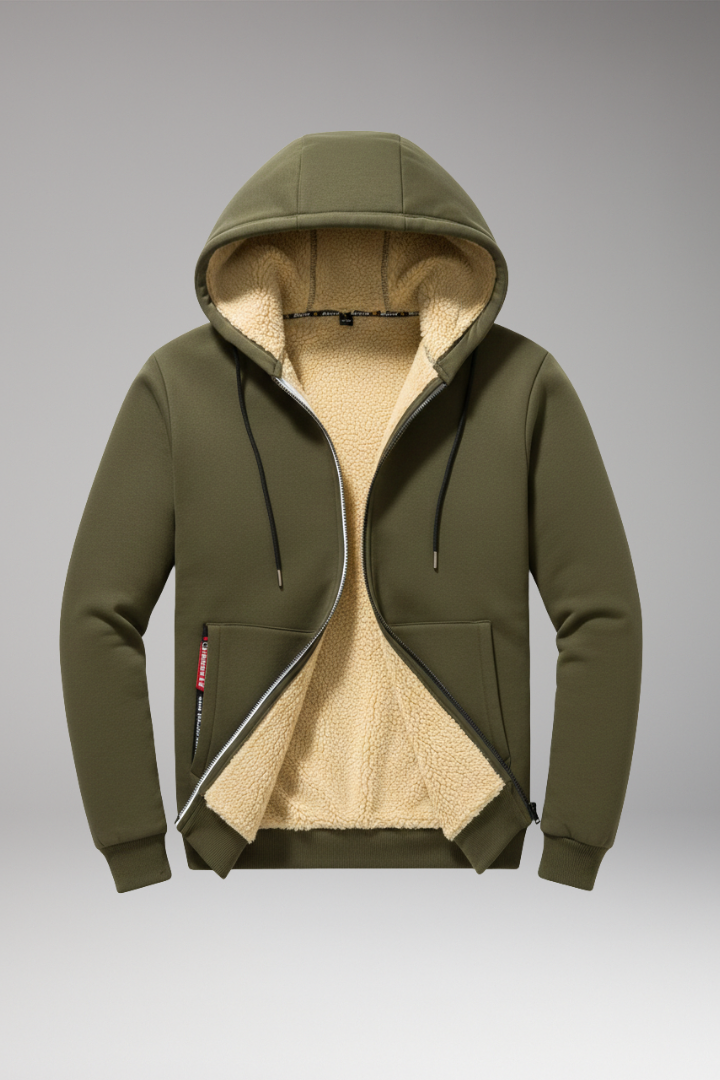 Men's Hoodie with Zipper and Fleece Lining