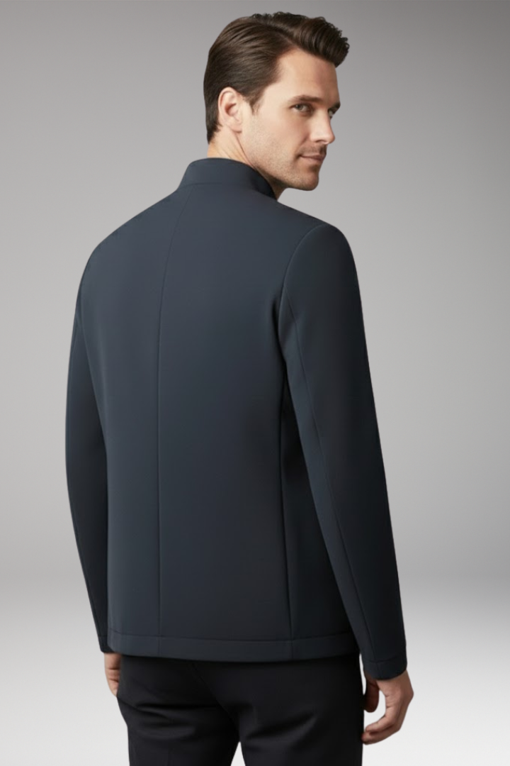 Men's Jacket with Front Zip and Zippered Pockets