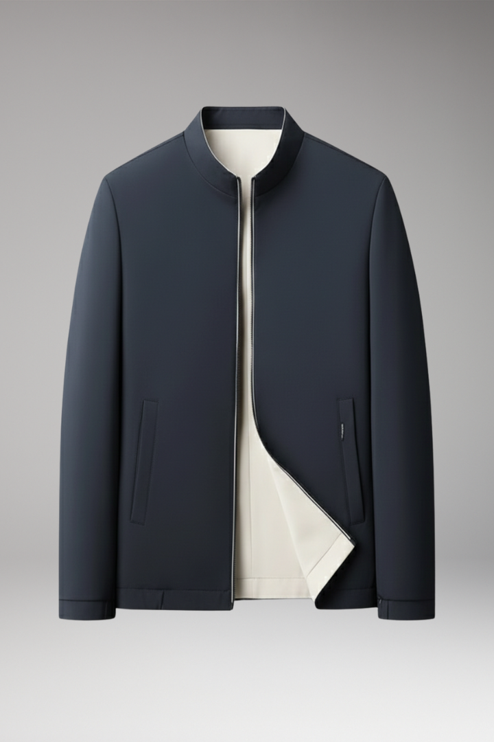 Men's Jacket with Front Zip and Zippered Pockets