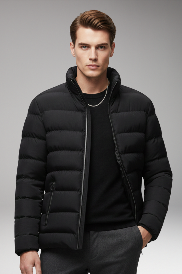 Men's Jacket with Quilted Surface and Zip Pockets