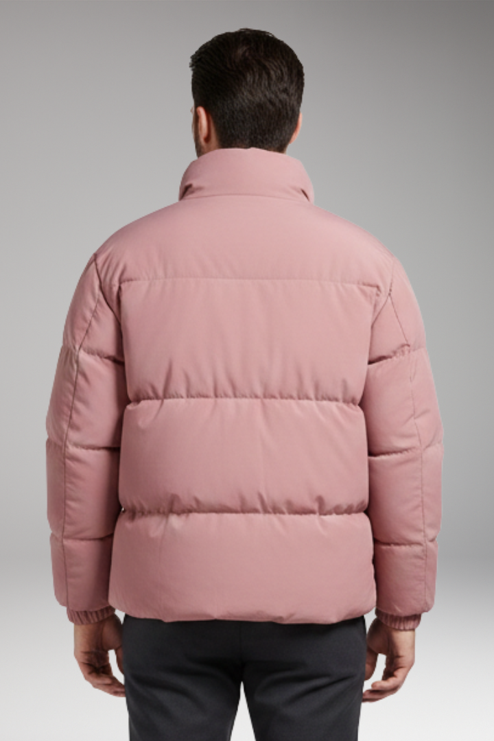 Men's Jacket with Quilted Surface and Zipper Closure