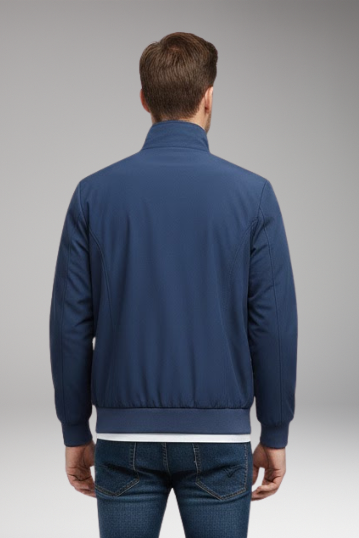 Men's Jacket with Stand-Up Collar and Zip Closure