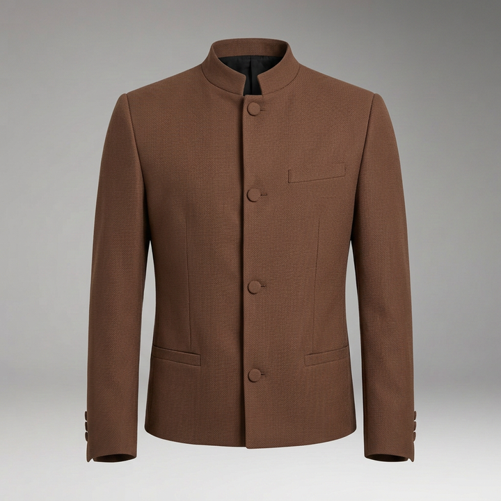 Men's Jacket with Structured Collar and Straight Cut
