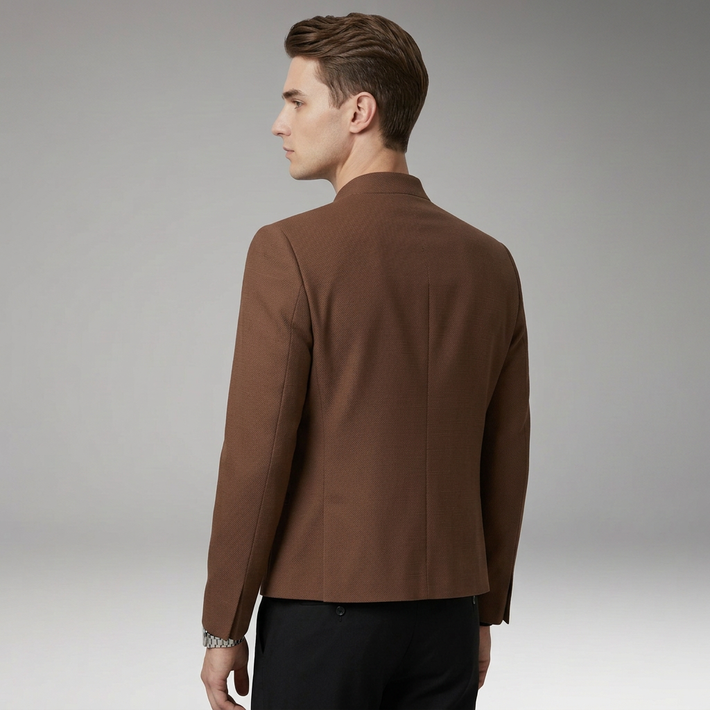 Men's Jacket with Structured Collar and Straight Cut