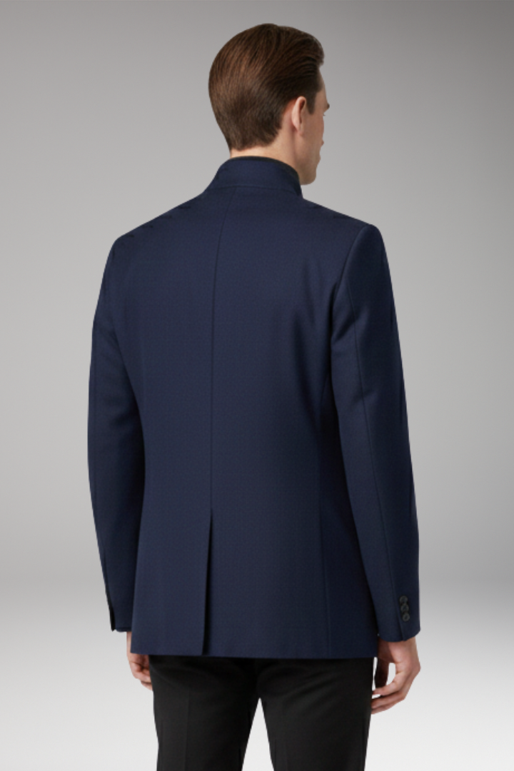 Men's Jacket with Structured Collar and Straight Cut