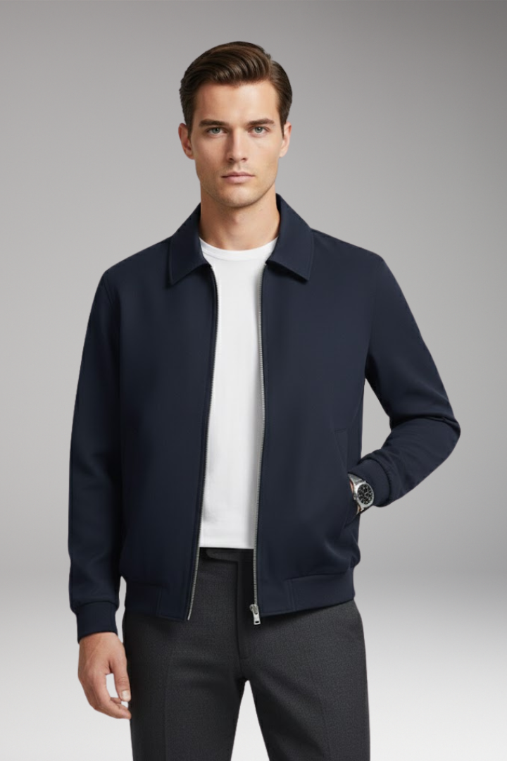 Men's Jacket with Zip Closure and Pockets