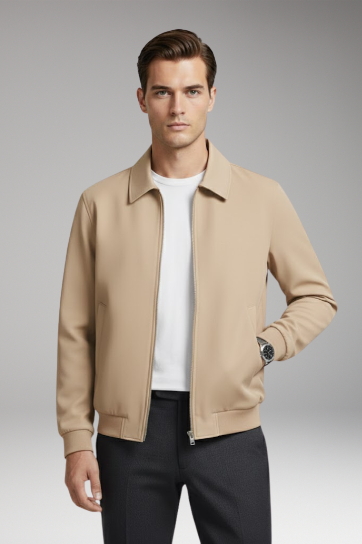 Men's Jacket with Zip Closure and Pockets