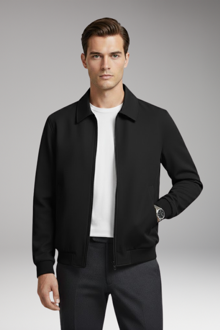 Men's Jacket with Zip Closure and Pockets