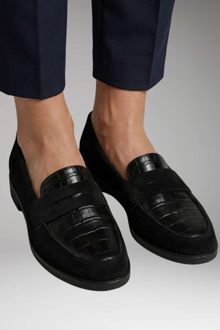 Men's Loafers with Orthopedic Footbed and Croco Embossing