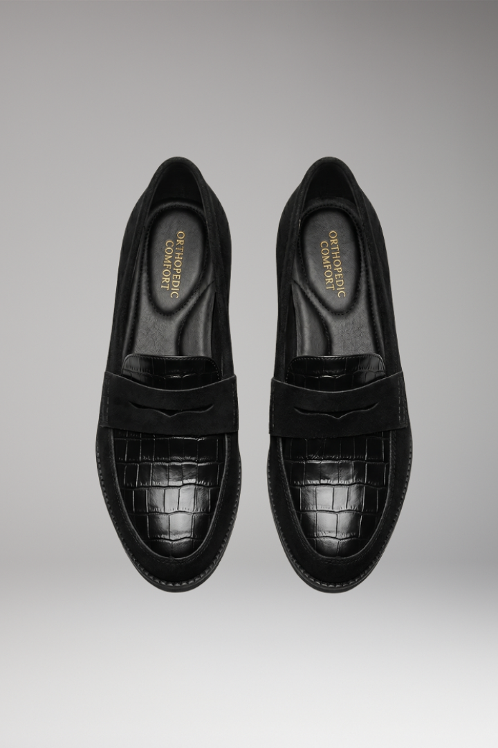 Men's Loafers with Orthopedic Footbed and Croco Embossing