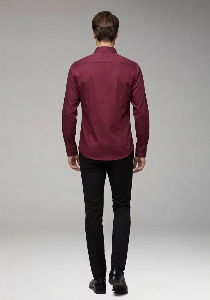 Men's Long-Sleeve Shirt with Collar and Buttons