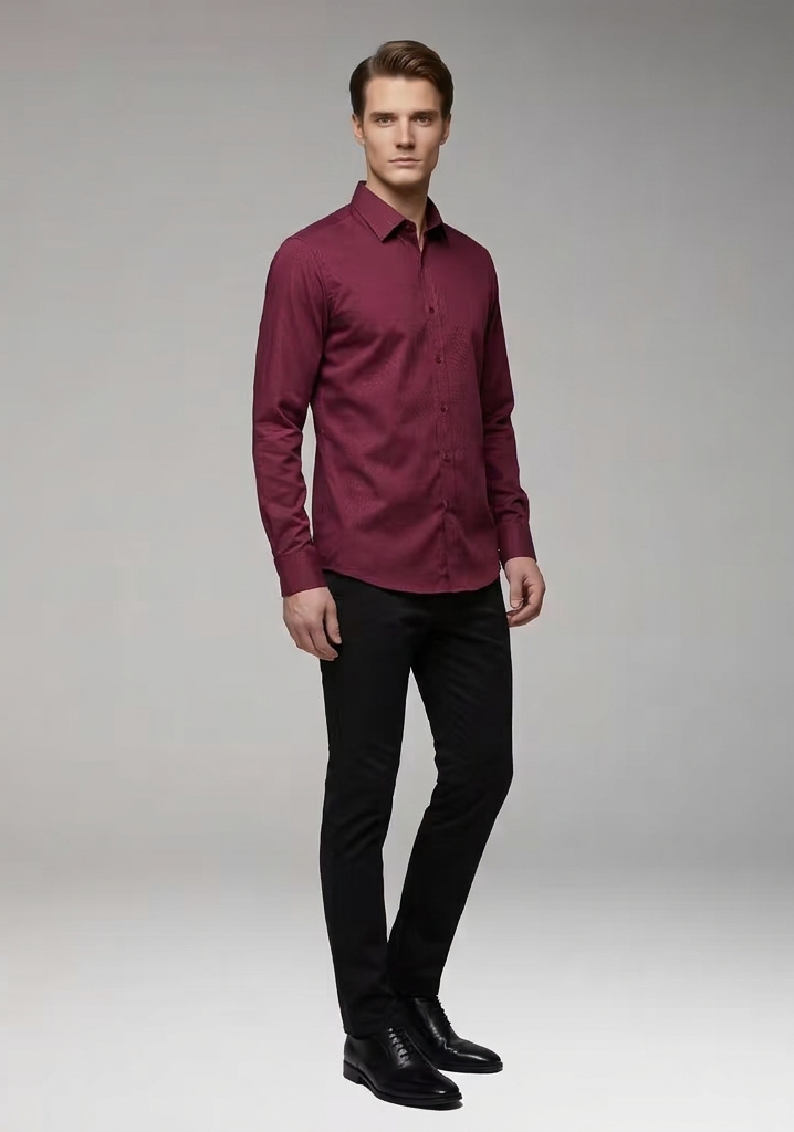 Men's Long-Sleeve Shirt with Collar and Buttons