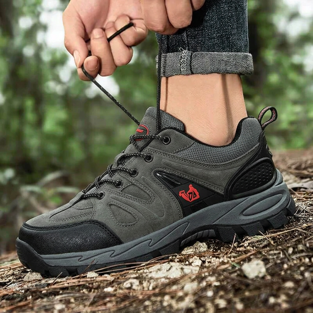 Men's Orthopedic Hiking Shoes with Padded Collar and Rugged Traction Sole