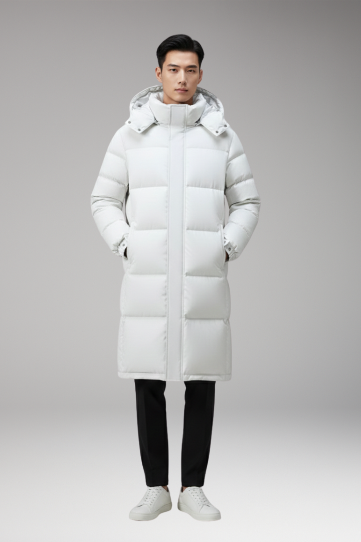 Men's Parka with Hood and Multi-Pocket Design