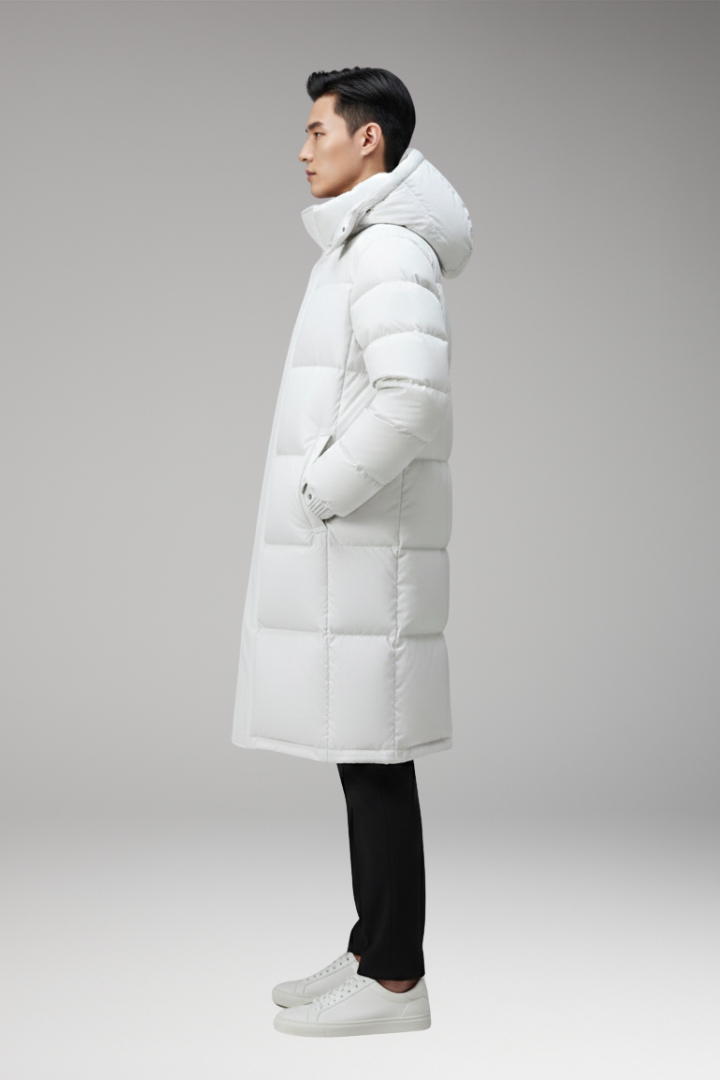Men's Parka with Hood and Multi-Pocket Design