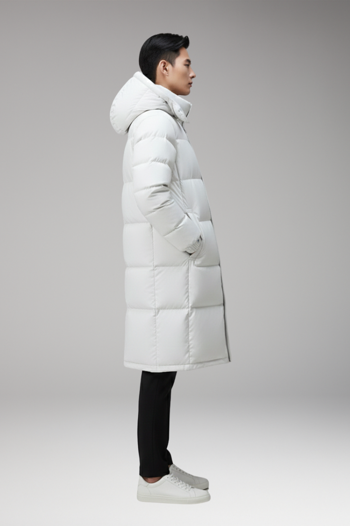 Men's Parka with Hood and Multi-Pocket Design