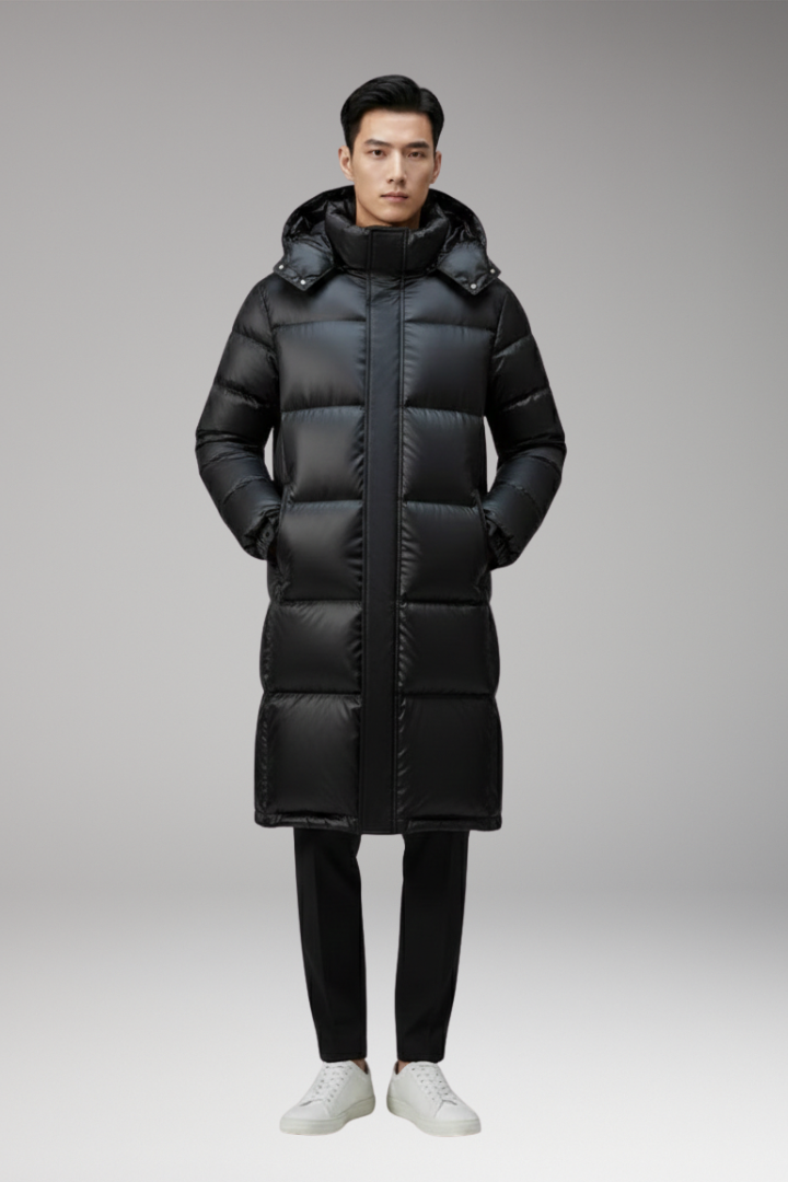 Men's Parka with Hood and Multi-Pocket Design